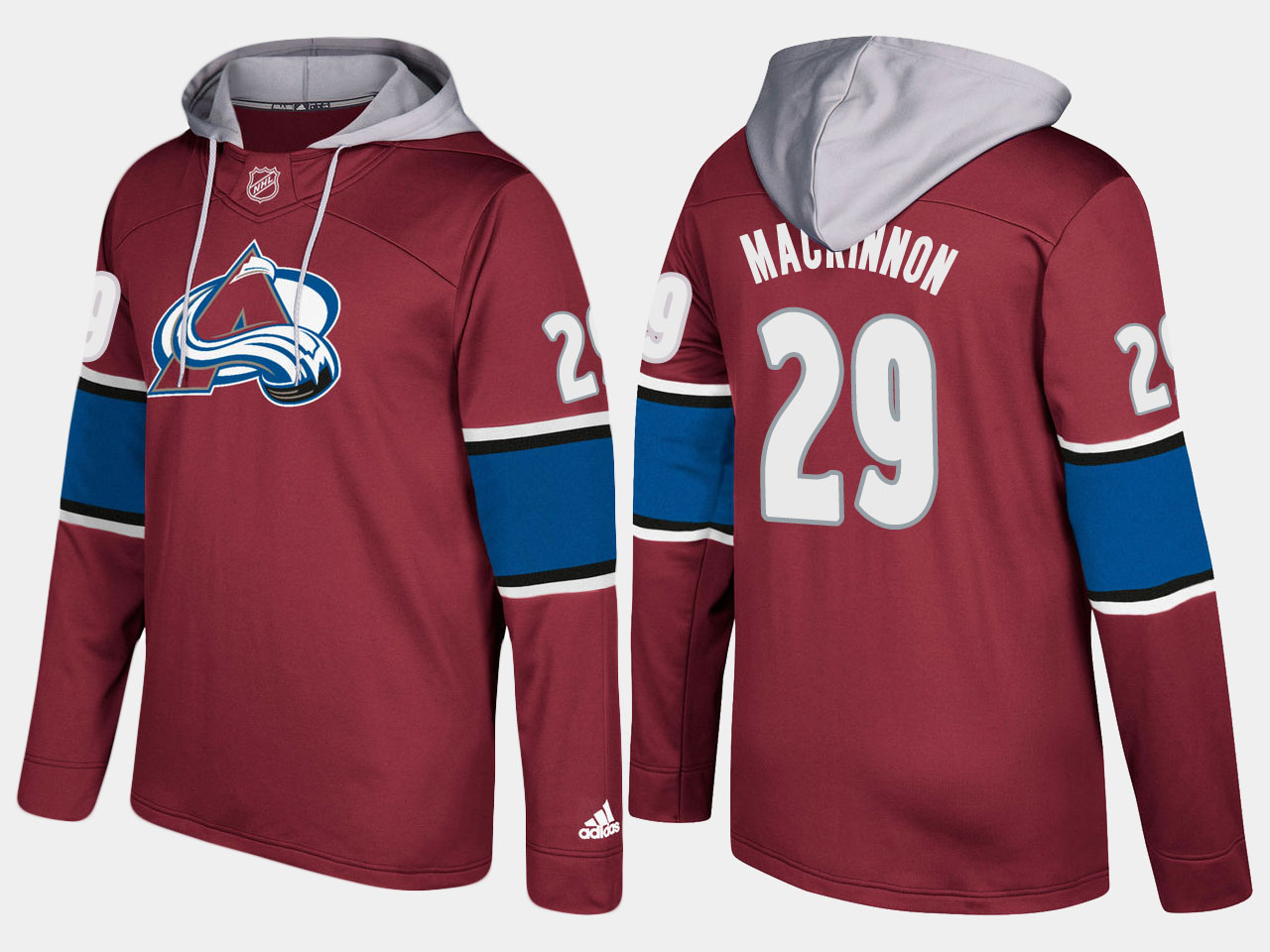 Men NHL Colorado avalanche #29 nathan mackinnon burgundy hoodie